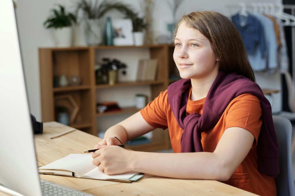 a teenager smiling