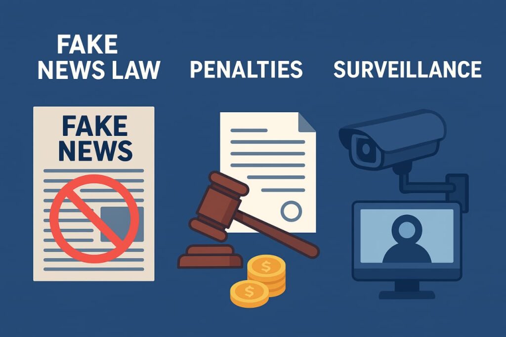 fake news law, penalties, surveillance